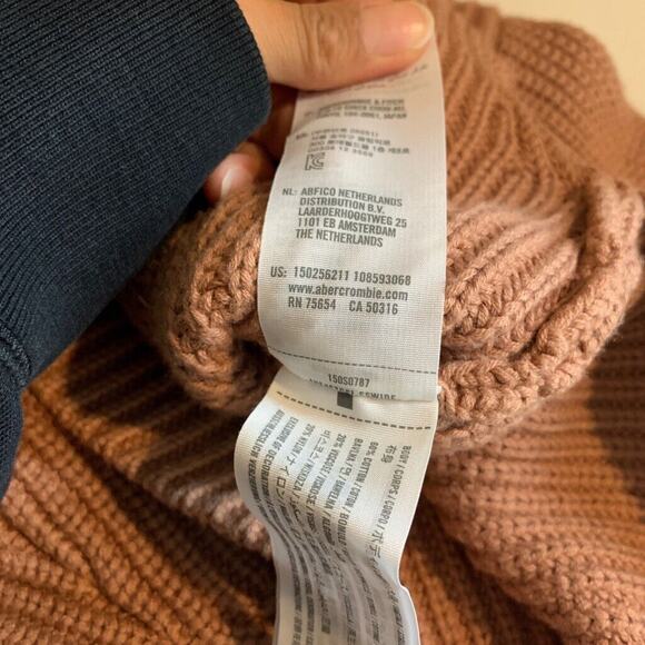 Abercrombie & Fitch Sweater Womens XS Extra Small Wheat Turtleneck Crop Ribbed - Picture 9 of 12